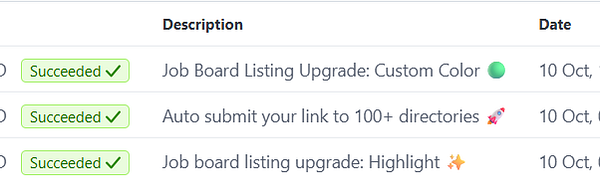 A task management interface displaying completed tasks related to job board upgrades.