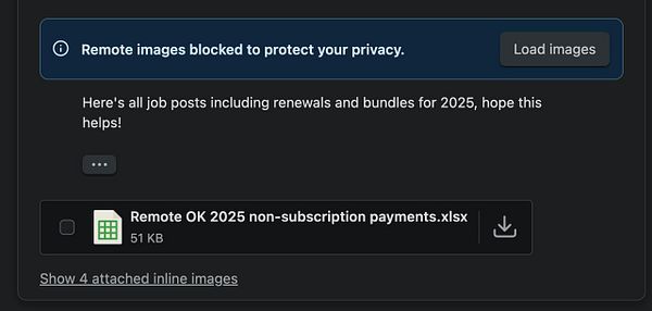 Screenshot of a Stripe dashboard showing a list of payments with details such as ID, date, customer email, and amounts, along with export options.