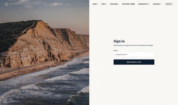 Screenshot of the Ericeira login page showing login fields and cookie consent banner.
