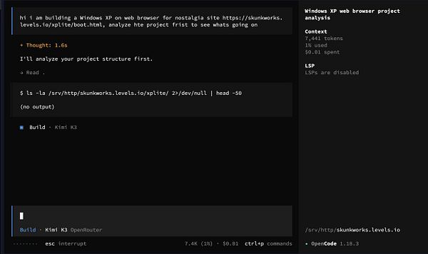 A screenshot of a software installation window titled 'OpenCode' displaying a successful completion message.