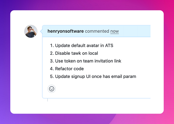 A comment with a list of tasks for improvements in a project.