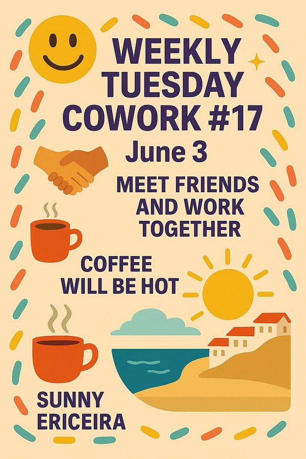 A colorful promotional poster for the 17th Weekly Coworking Day event.