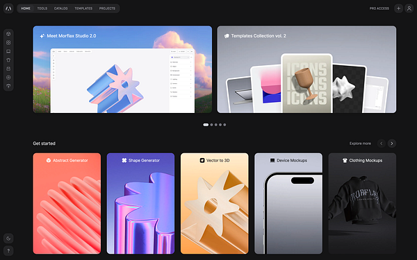 Modern office space with two people collaborating on laptops in front of a wooden wall with a large Morflax Studio logo.