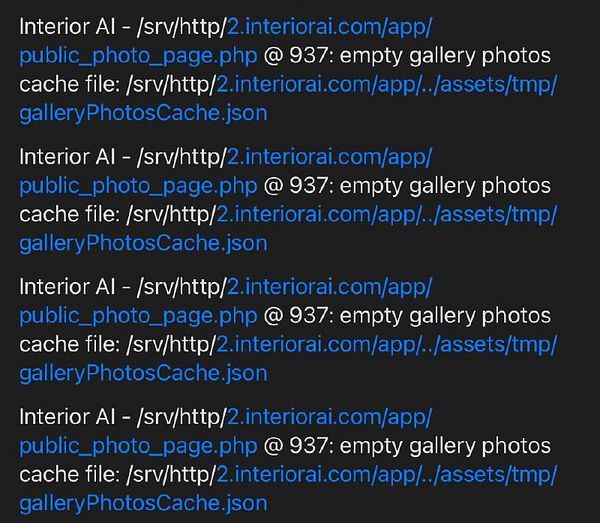 The image displays a series of error messages related to empty gallery pages in a web application.