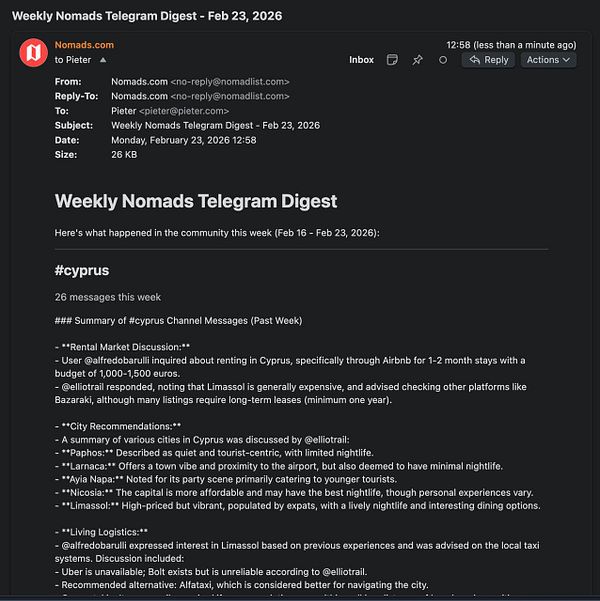 Screenshot of an AI-generated newsletter draft with a chat conversation and draft content suggestions.