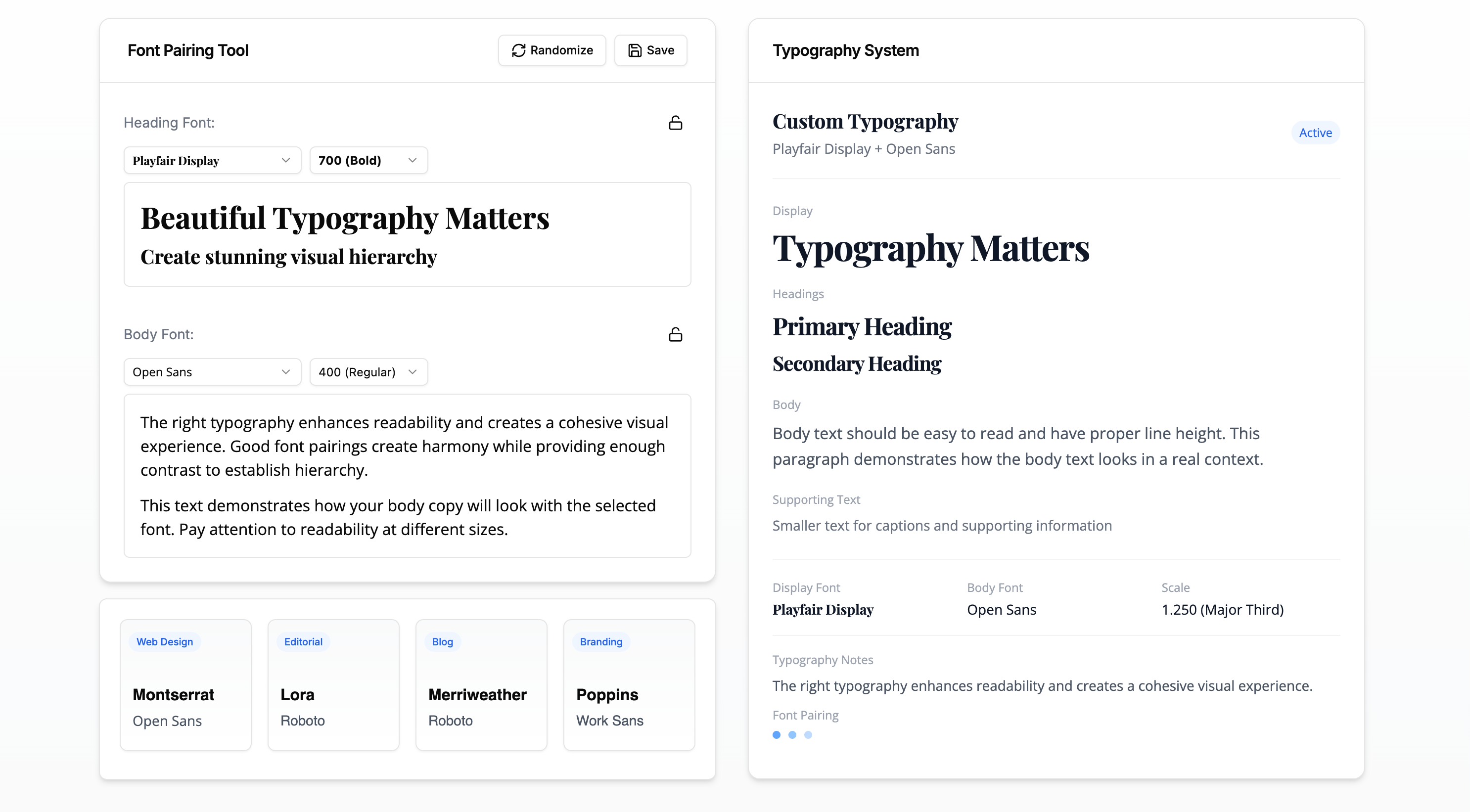 FontGen: Randomized, curated font pairings in one click
