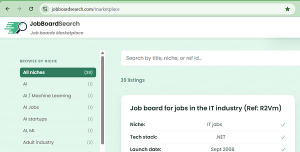 Screenshot of a job marketplace filter menu with a search and ref id input field highlighted.