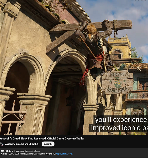 The image is the cover art of Assassin's Creed IV: Black Flag video game.