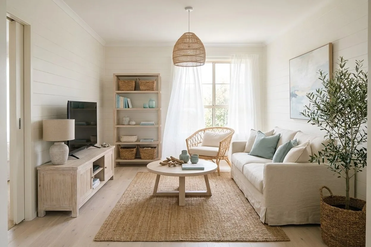 A living room in the Coastal style