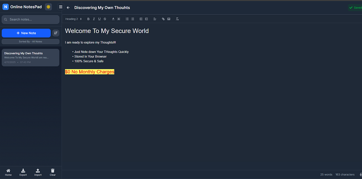 Online NotesPad