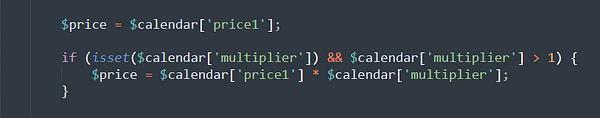 The image displays a code snippet for updating a pricing bot in a programming context.