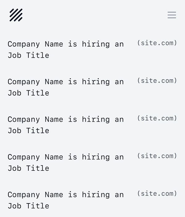 A simple job listing interface with multiple entries for job openings.