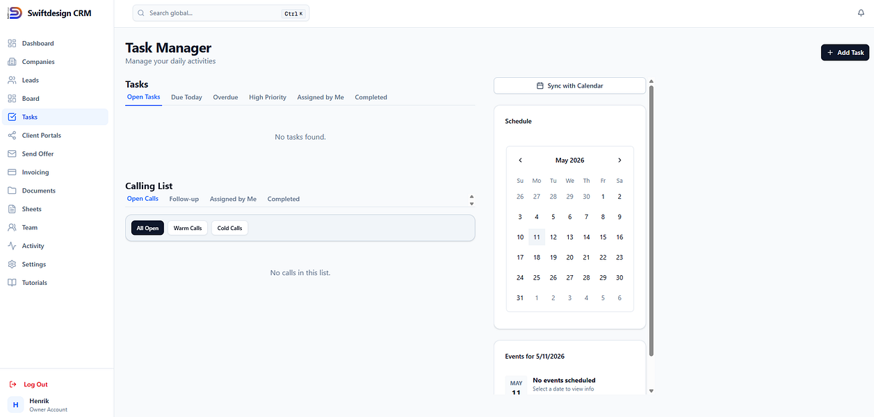 SwiftDesign CRM