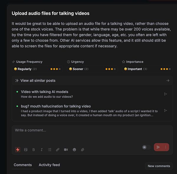Diagram illustrating the workflow and components involved in a custom audio upload feature for a talking video AI system.