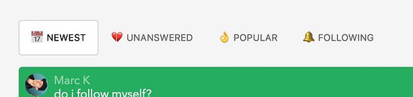 The image displays a user interface for filtering questions with various categories.