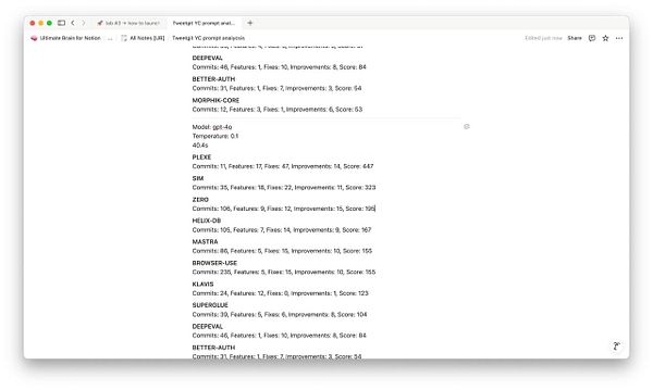 The image displays a detailed analysis of various models and their performance metrics in a task management interface.