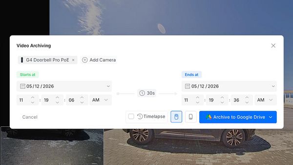 Screenshot of a Zapier integration setup for uploading doorbell videos to Google Drive.