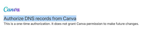 The image displays a task related to authorizing DNS records from Canva.