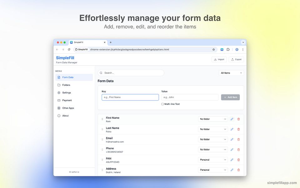 SimpleFill Form Filler