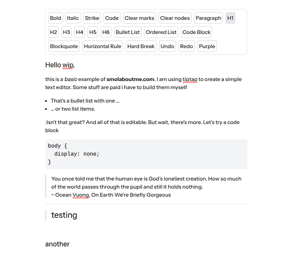 The image displays a text editor interface showcasing various formatting options and editable content.