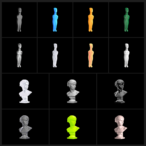 A close-up image showing multicolored materials or fibers arranged in a gradient style with various textures.