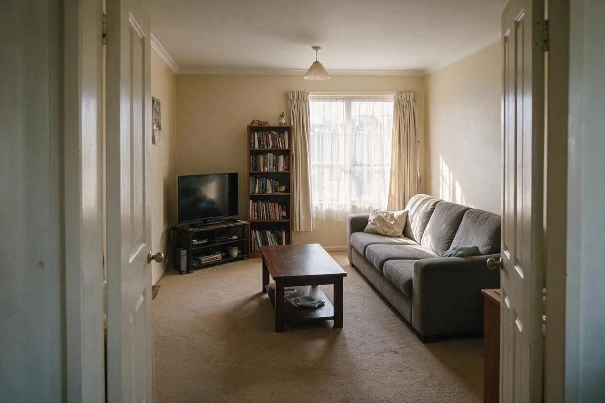 The same room after: Clear the clutter.