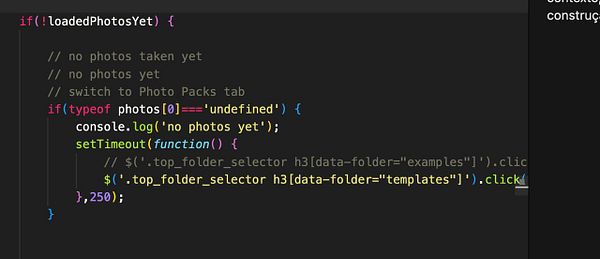 The image displays a code snippet related to a user interface condition for photo management.