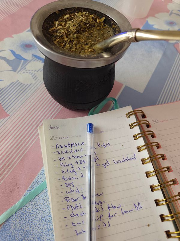 Illustration of a cup holding a traditional South American yerba mate drink with a bombilla straw, next to a small container labeled 'Yerba Mate'.