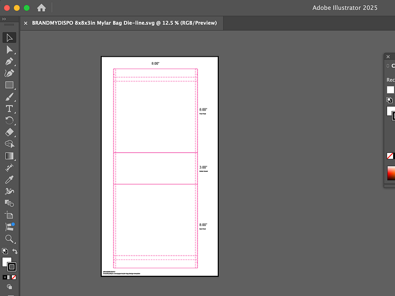 Mylar Bag Packaging Template Generator