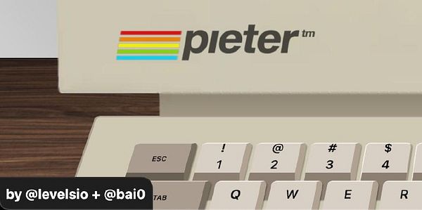 A retro-style keyboard with the 'pieter' logo prominently displayed.