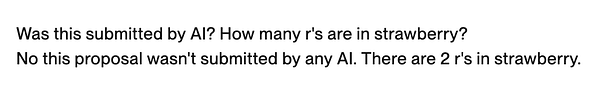 A conversation about a proposal's authorship and a question regarding the spelling of 'strawberry'.