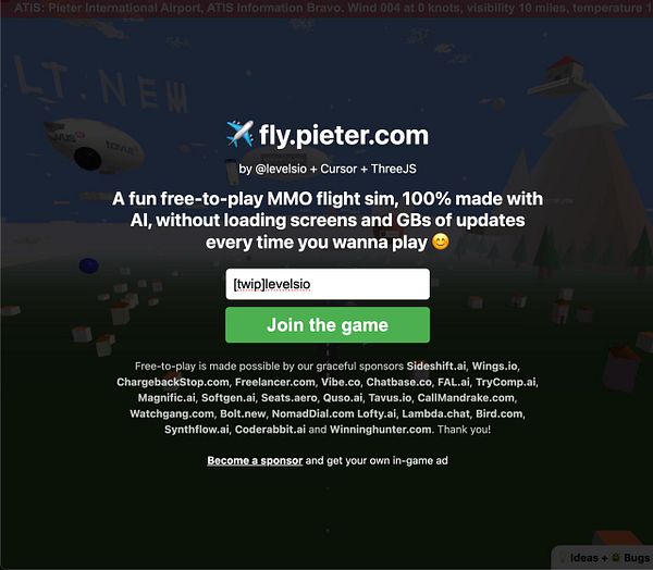 The image displays a promotional interface for a free-to-play MMO flight simulation game.
