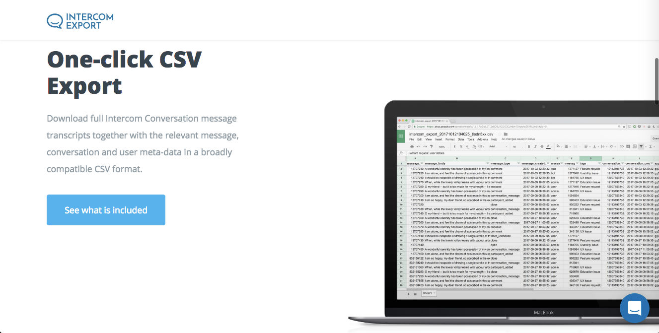 IntercomExport: Export Intercom Conversations to CSV format | BetaList