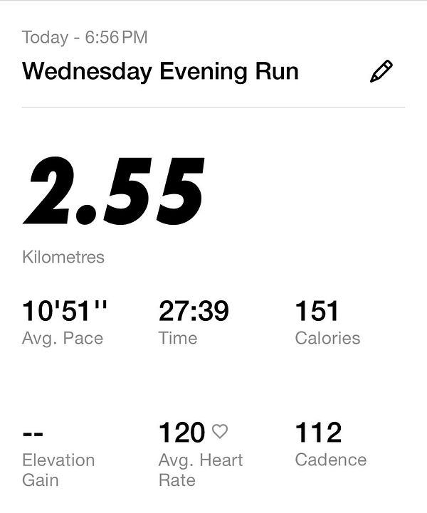 The image displays a running activity summary from a fitness tracking app.