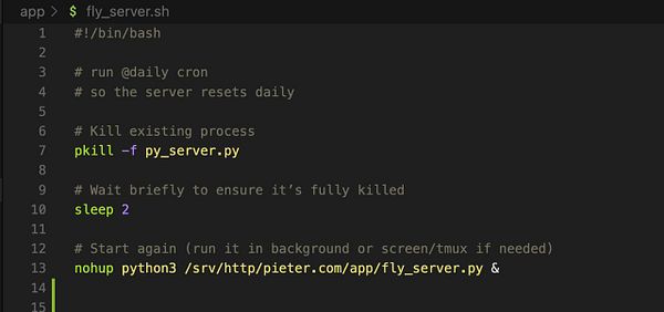 A shell script for automating server resets is displayed in a terminal interface.
