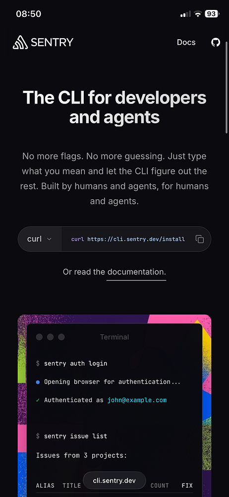 Screenshot of Sentry CLI documentation showing release and deployment commands with installation instructions.