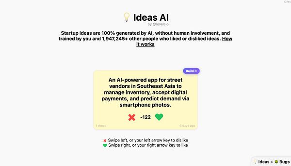 Screenshot of a web page titled 'Ideas AI' displaying multiple AI-based logo designs.