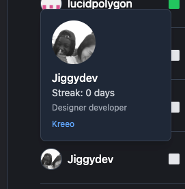 The image displays a user profile card for a member named Jiggydev on the Commit365 leaderboard.