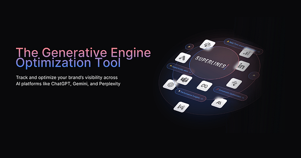 The image presents a promotional graphic for the Superlines marketing tool, highlighting its features and capabilities.